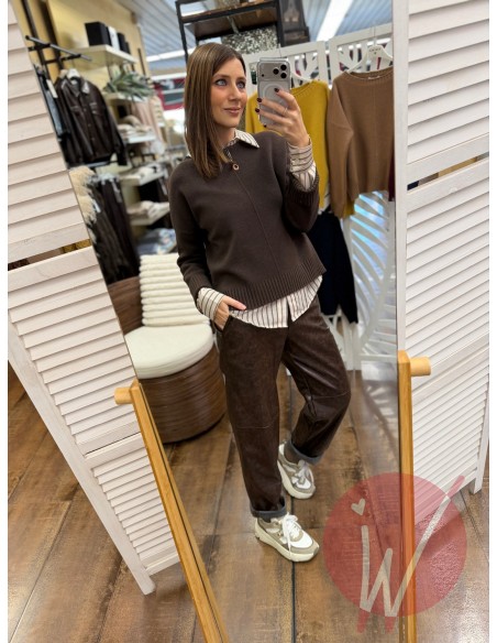 Pantalone Marble Ecopelle Moro