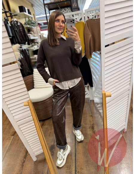 Pantalone Marble Ecopelle Moro