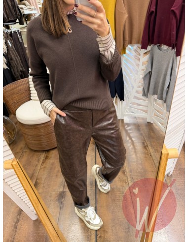 Pantalone Marble Ecopelle Moro