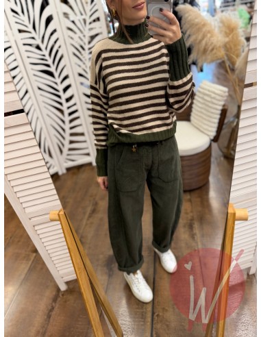 Pantalone Boston Velluto Verde Militare