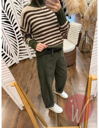 Pantalone Boston Velluto Verde Militare