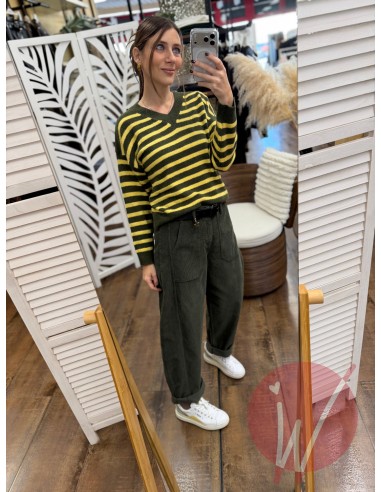 Pantalone Boston Velluto Verde Militare