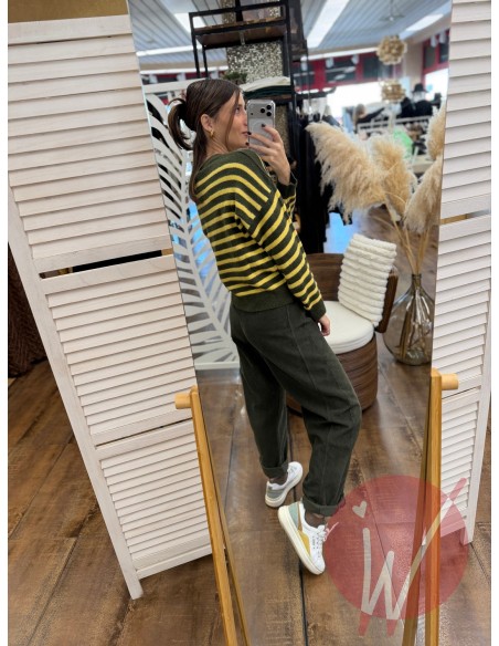 Pantalone Boston Velluto Verde Militare