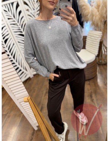 Maglia Over Sandy Grigio Perla Melange