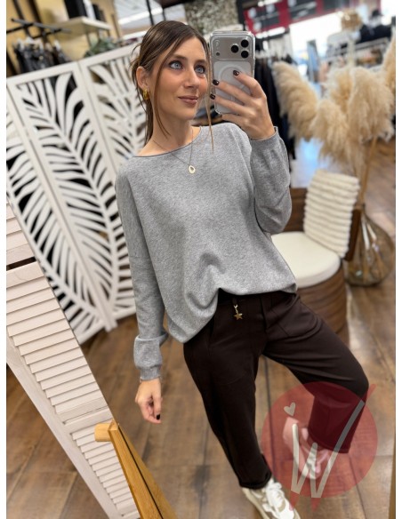 Maglia Over Sandy Grigio Perla Melange