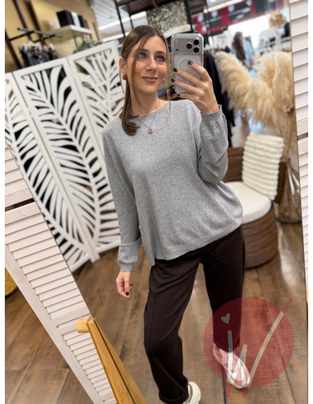 Maglia Over Sandy Grigio Perla Melange