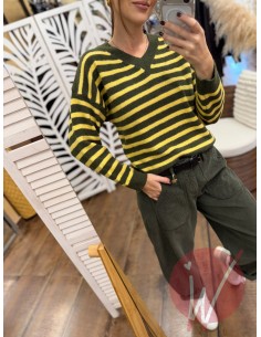 Pull Righe Maya Verde Militare 2