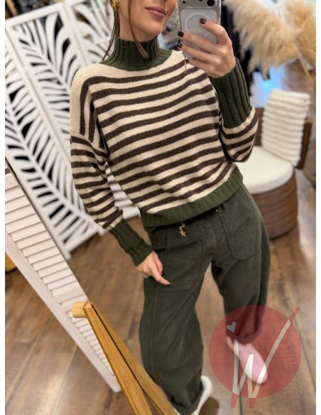 Lupetto Righe Madison Verde Militare