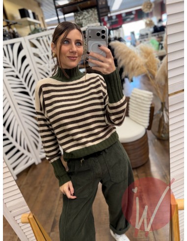 Lupetto Righe Madison Verde Militare