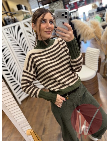 Lupetto Righe Madison Verde Militare