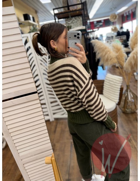 Lupetto Righe Madison Verde Militare