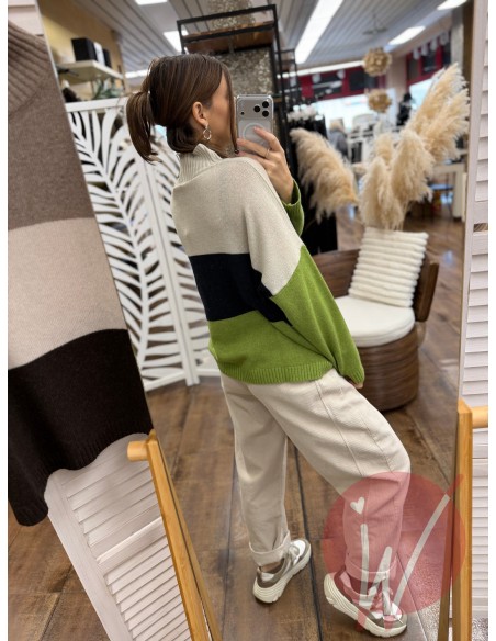 Maglia Tricolore Ophelia Verde Oliva