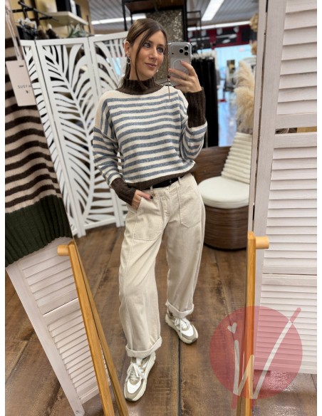 Pantalone Boston Velluto Panna