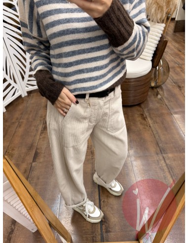 Pantalone Boston Velluto Panna