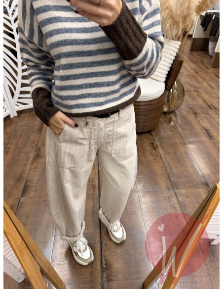 Pantalone Boston Velluto Panna