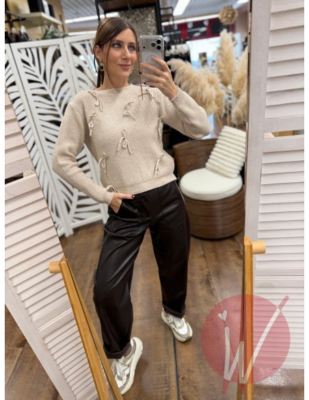 Pantalone Ecopelle Boston Moro