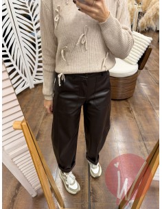 Pantalone Ecopelle Boston Moro 2