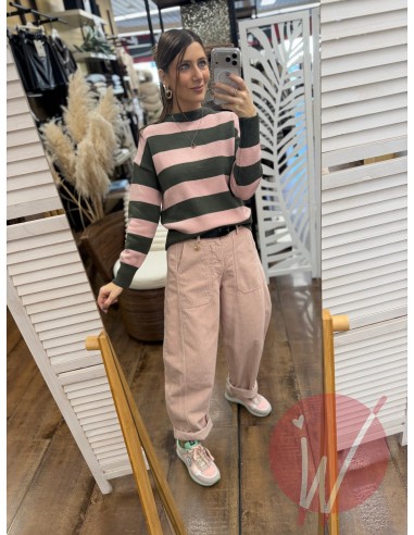 Pantalone Boston Velluto Rosa Cipria