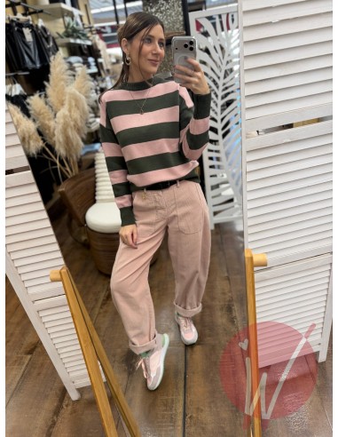 Pantalone Boston Velluto Rosa Cipria