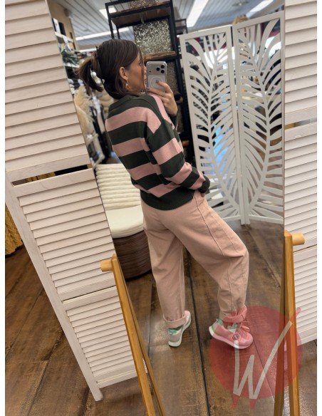 Pantalone Boston Velluto Rosa Cipria