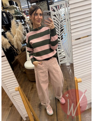 Pantalone Boston Velluto Rosa Cipria