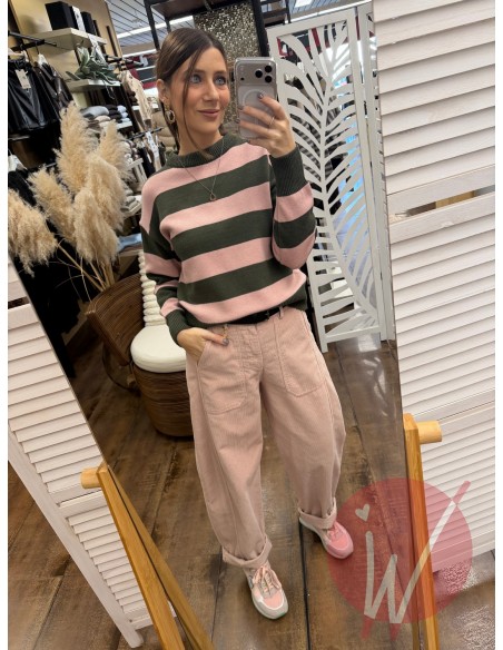 Pantalone Boston Velluto Rosa Cipria