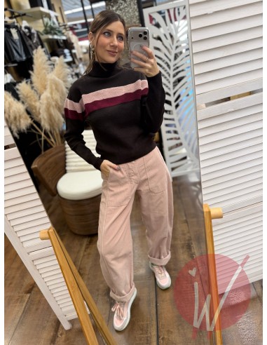 Pantalone Boston Velluto Rosa Cipria