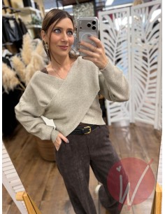 Maglia Incrocio Nora Beige...