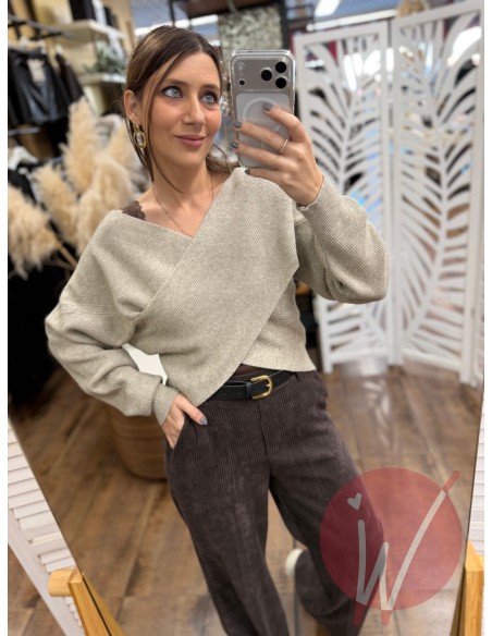 Maglia Incrocio Nora Beige Melange