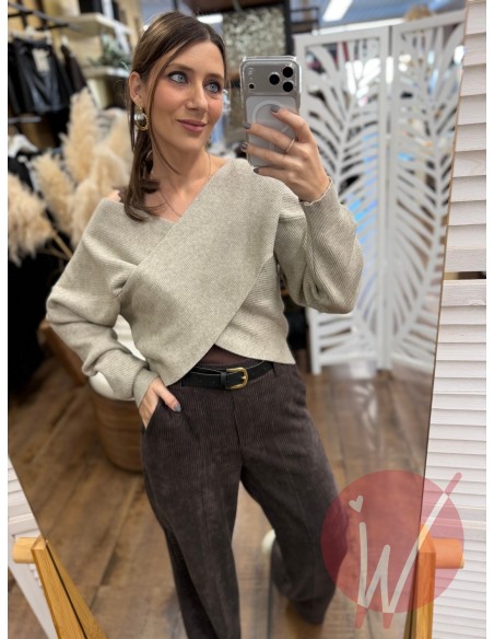 Maglia Incrocio Nora Beige Melange