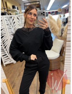 Maglia Incrocio Nora Nero 2