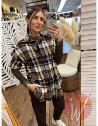 Camicia Check Blu/Cammello