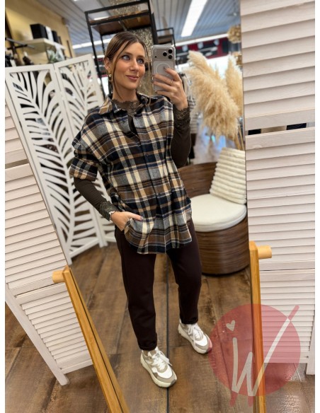 Camicia Check Blu/Cammello