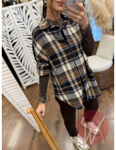 Camicia Check Blu/Cammello