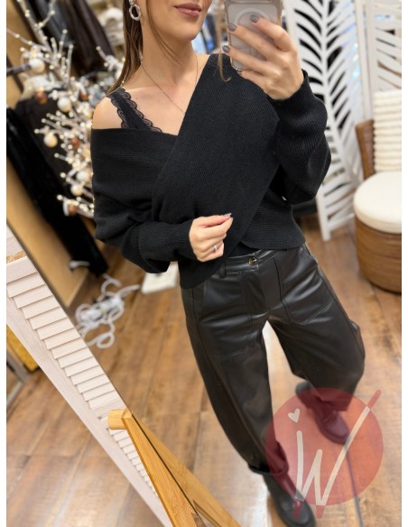 Pantalone Ecopelle Boston Nero