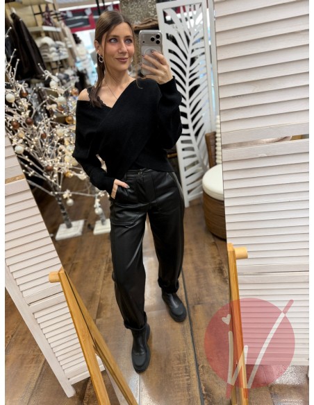 Pantalone Ecopelle Boston Nero