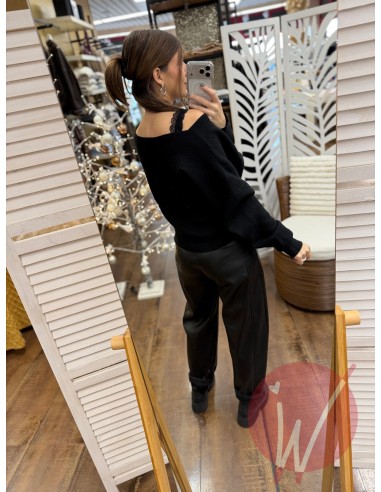 Pantalone Ecopelle Boston Nero