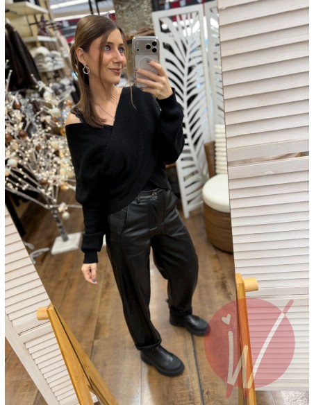 Pantalone Ecopelle Boston Nero