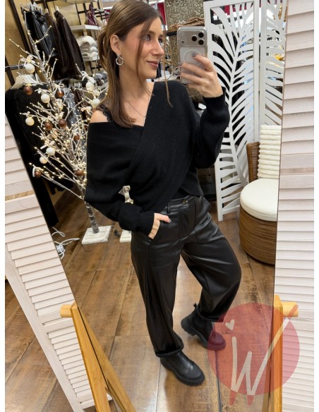 Pantalone Ecopelle Boston Nero