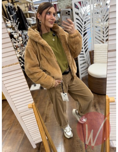 Ecopelliccia Corta Aura Cammello -...