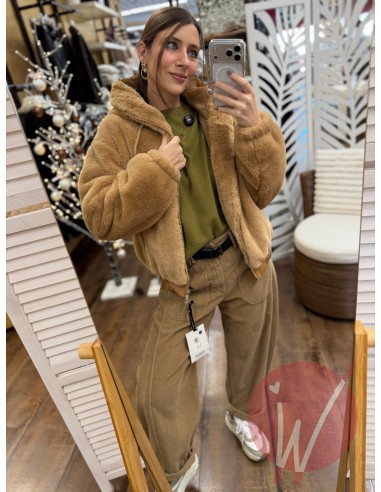 Ecopelliccia Corta Aura Cammello -...