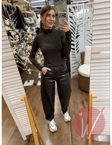 Pantalone Ecopelle Boston Moro