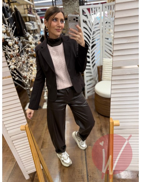 Pantalone Ecopelle Boston Moro