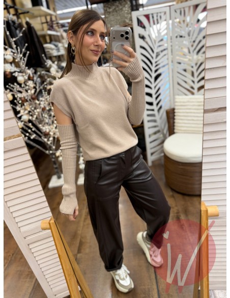 Pantalone Ecopelle Boston Moro