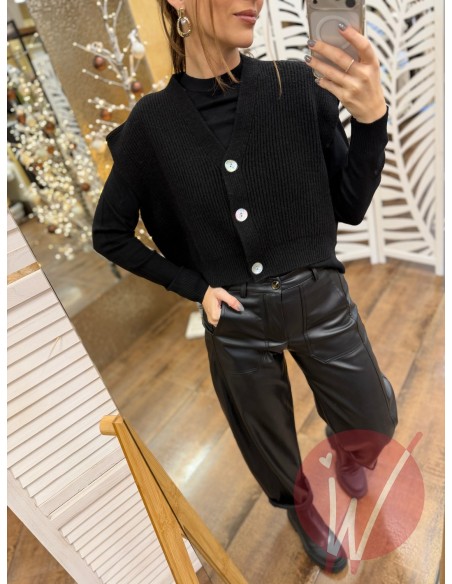 Gilet Crop Harper Nero