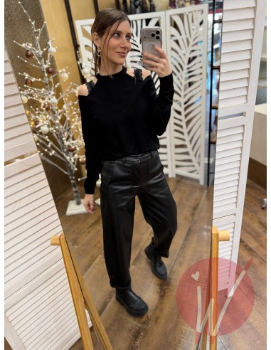 Pantalone Ecopelle Boston Nero