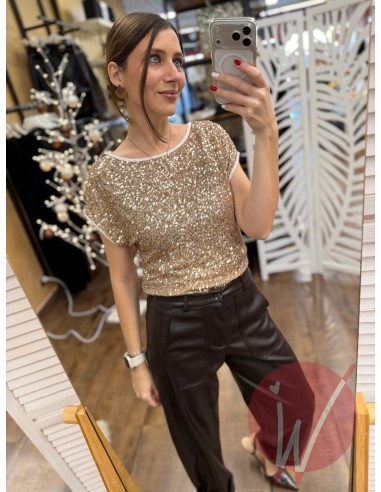 Top Paillettes Thalia Oro