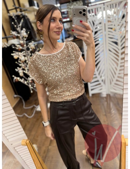 Top Paillettes Thalia Oro