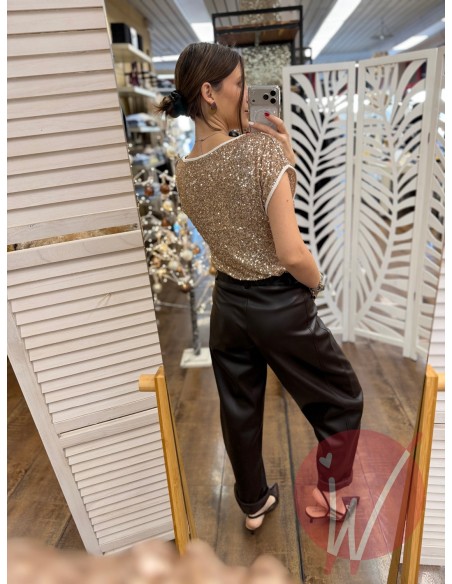 Top Paillettes Thalia Oro