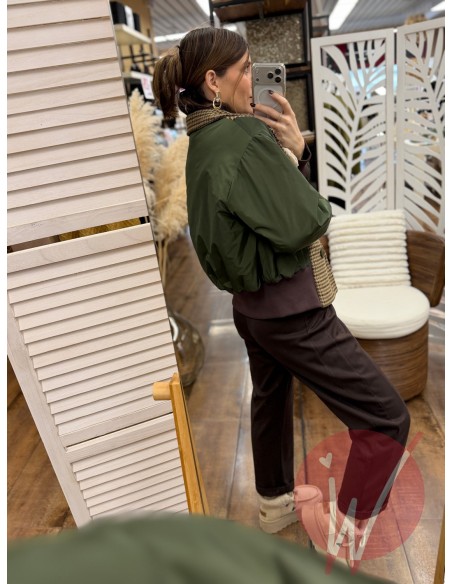 Bomber Rose Verde Militare